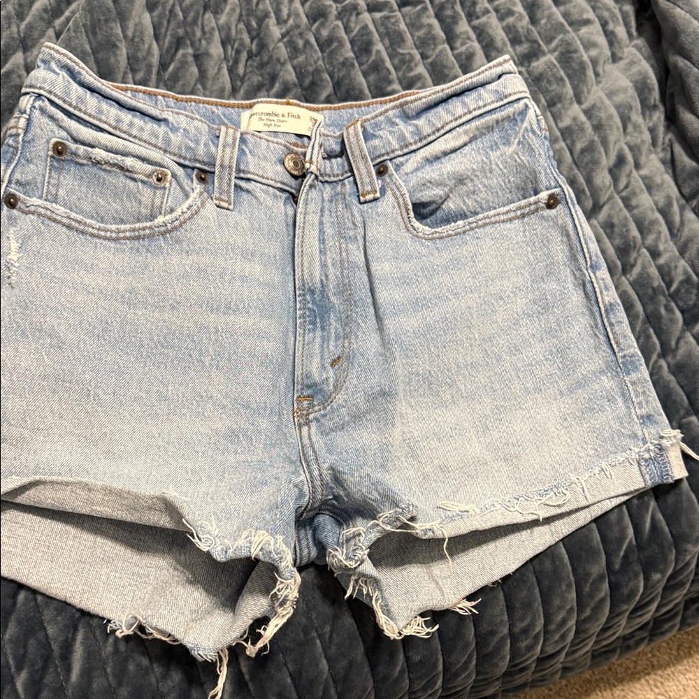 Abercrombie & Fitch Women's Distressed Light Blue Jean Shorts